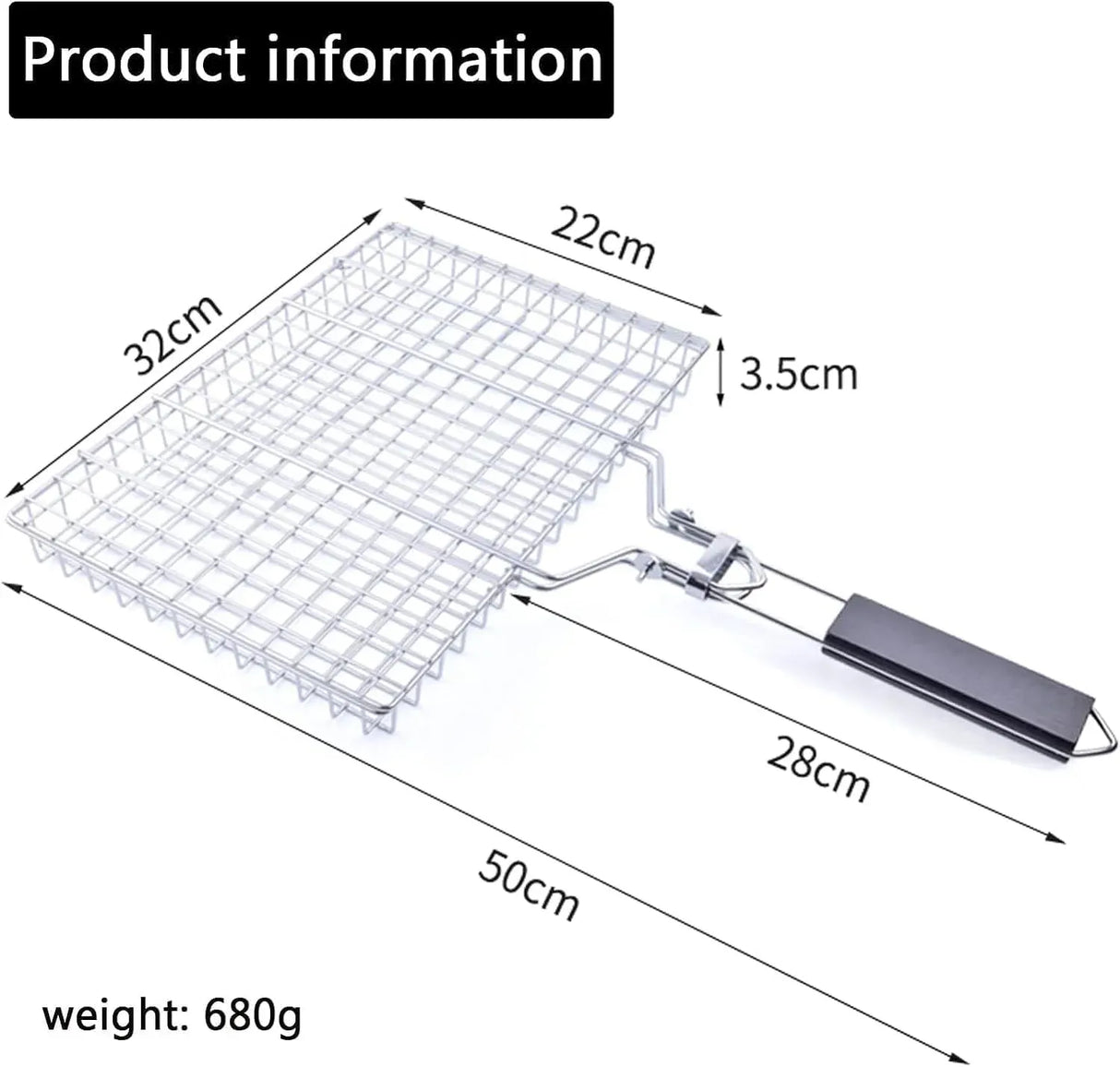 Large Grill Basket Portable Folding BBQ Grilling Rack for Fish Vegetables and Shrimp, Camping Cookouts, for Safe Pet Grooming and Care