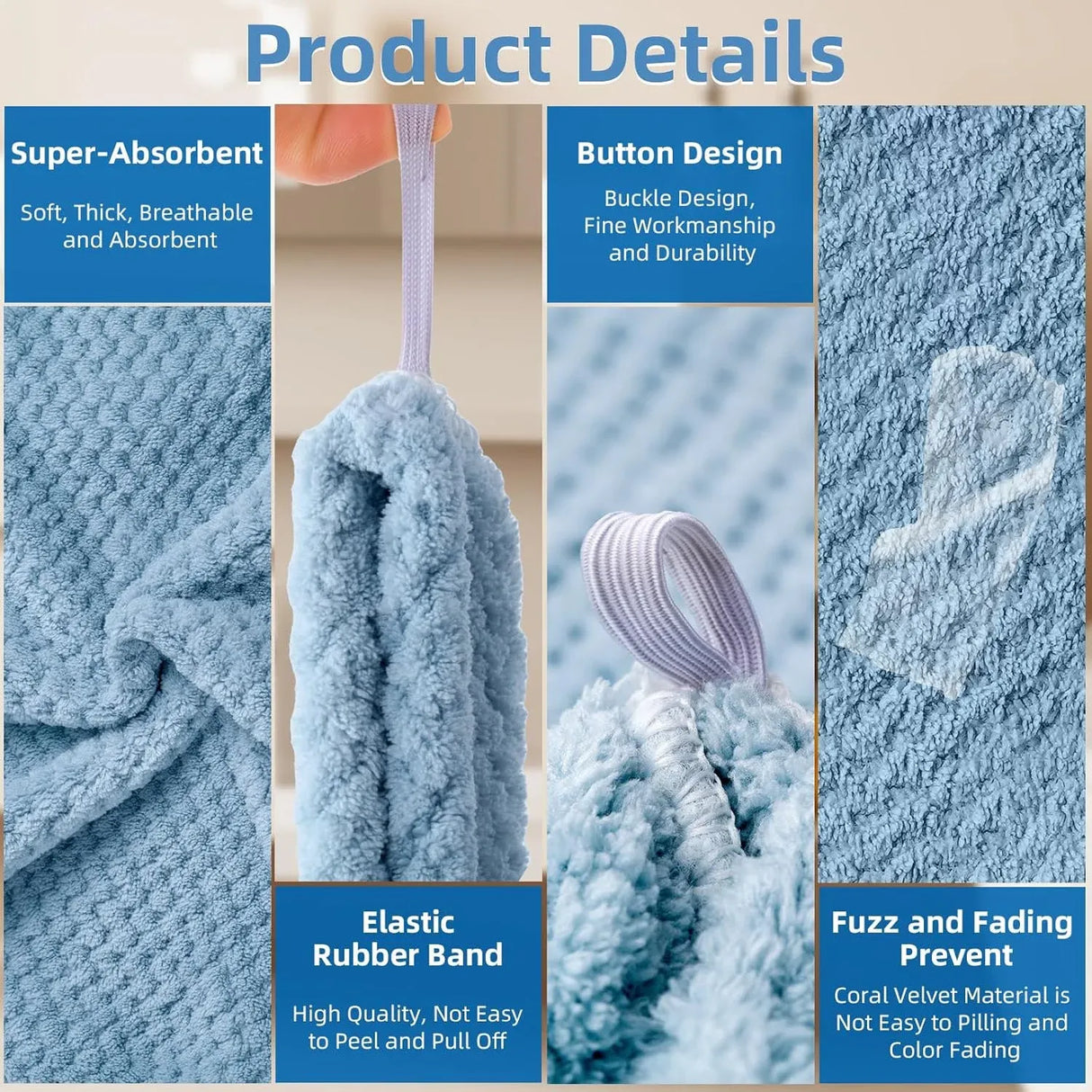 Hair Towel Wrap 4 Pack Quick Dry Turban for Curly and Long Hair Women Bathroom Shower Use Multi Color, Daily Comfort Use