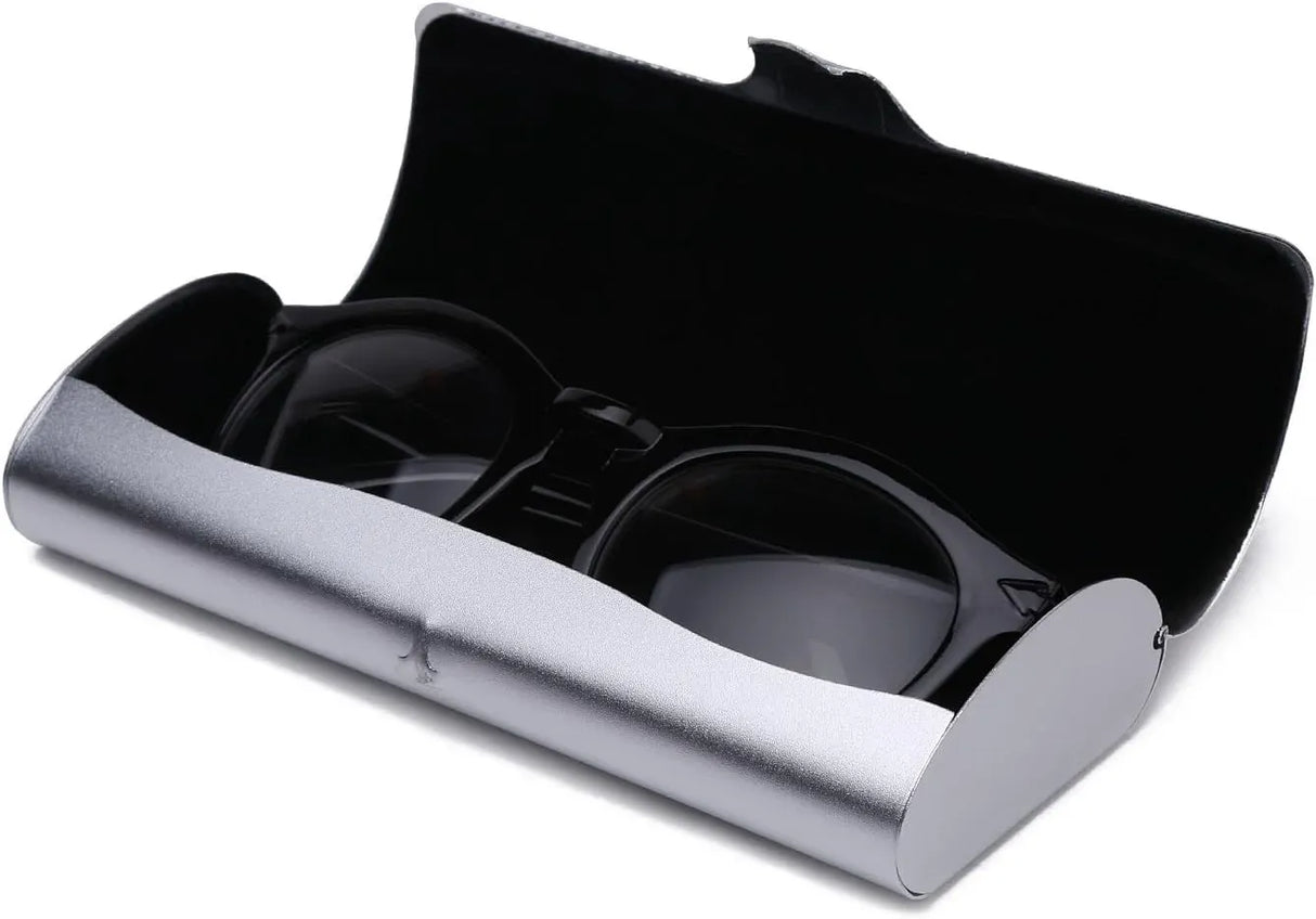 Hard Aluminum Eyeglasses Case Matte Metal Spectacle Box for Sunglasses Storage Silver, Aluminum Construction, Practical Everyday Use