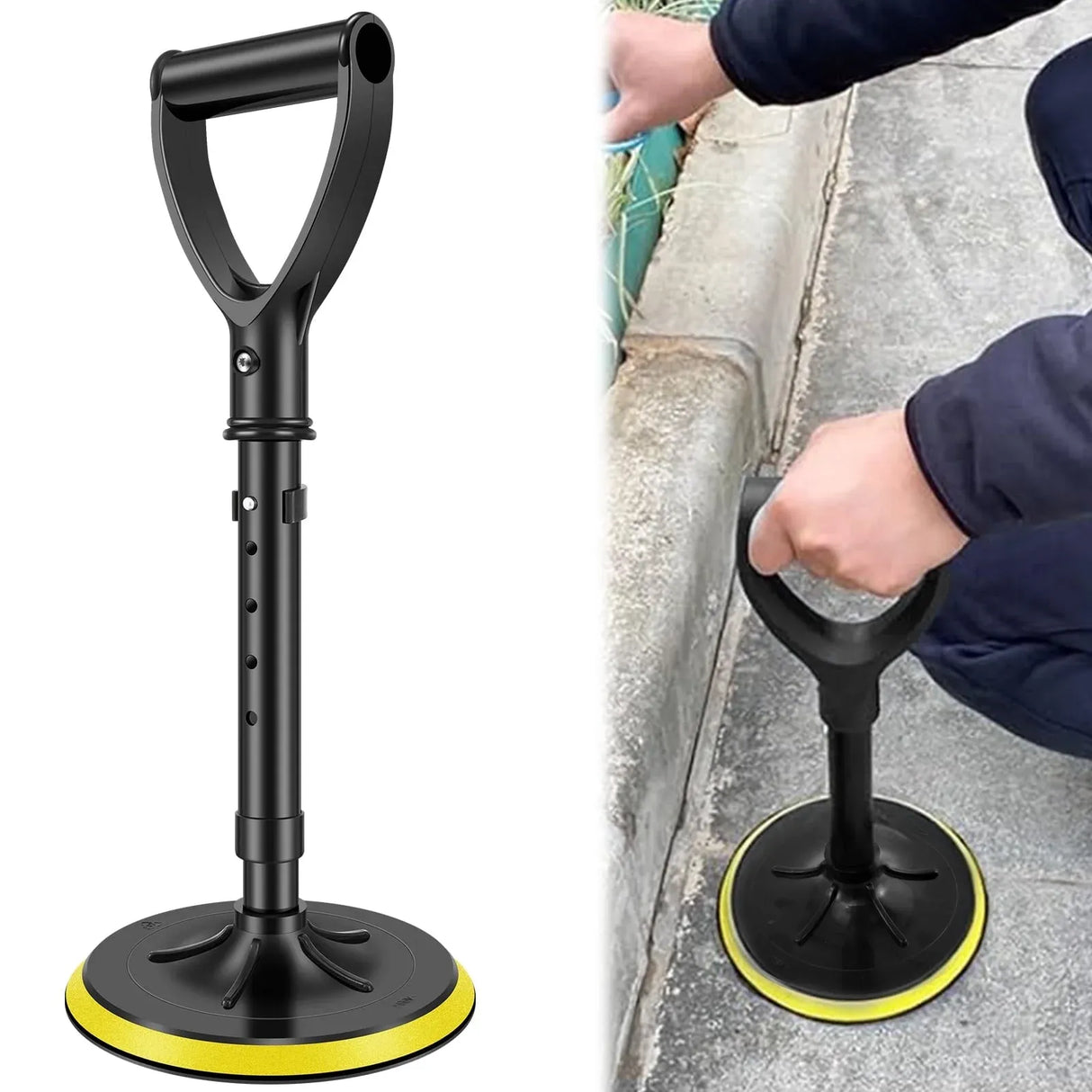 Stand Assist Mobility Aid, Height Adjustable Heavy Duty Metal Floor Standing Support Tool for Elderly, Yellow, Adjustable Design