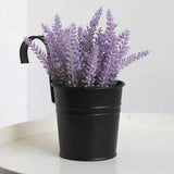 Metal Railing Planter Pots, 4 Pack Hanging Flower Buckets for Balcony Garden Fence Decor, Black, 4 Inch, for Garden Yard and Outdoor Use - Front View