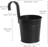 Metal Railing Planter Pots, 4 Pack Hanging Flower Buckets for Balcony Garden Fence Decor, Black, 4 Inch, for Garden Yard and Outdoor Use - Side View