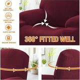 Power Lift Recliner Chair Cover High Stretch Soft Jacquard Fabric with Side Pocket for Standard Recliners Burgundy, Letter B Option