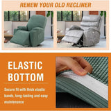 Power Lift Recliner Slipcover High Stretch Soft Jacquard Fabric with Side Pocket for Standard Recliner Chair Green, Letter C Option