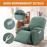 Power Lift Recliner Slipcover High Stretch Soft Jacquard Fabric with Side Pocket for Standard Recliner Chair Green, Letter C Option - Top-Down View