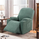 Power Lift Recliner Slipcover High Stretch Soft Jacquard Fabric with Side Pocket for Standard Recliner Chair Green, Letter C Option - Rear View