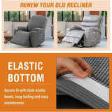Recliner Slipcover High Stretch Soft Jacquard Fabric with Side Pocket for Standard Power Lift Recliner Chair Gray, Letter D Option