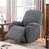 Recliner Slipcover High Stretch Soft Jacquard Fabric with Side Pocket for Standard Power Lift Recliner Chair Gray, Letter D Option