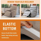 Recliner Slipcover High Stretch Soft Jacquard Fabric with Side Pocket for Standard Power Lift Recliner Beige, Letter E Option - Side View