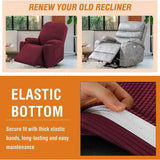 Recliner Slipcover High Stretch Soft Jacquard Fabric with Side Pocket for Standard Power Lift Recliner Burgundy, Letter B Option