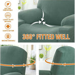 Recliner Slipcover High Stretch Soft Jacquard Fabric with Side Pocket for Standard Power Lift Recliner Green, Letter C Option