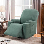 Recliner Slipcover High Stretch Soft Jacquard Fabric with Side Pocket for Standard Power Lift Recliner Green, Letter C Option