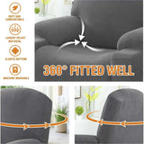 Recliner Slipcover with Side Pocket, High Stretch Soft Jacquard Fitted Cover for Standard Power Lift Recliner, Gray, Letter D Option - 45-Degree Angle