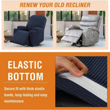 Recliner Slipcover High Stretch Soft Jacquard Fabric with Side Pocket for Standard Power Lift Recliner Chair Navy Blue, Letter F Option