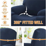 Recliner Slipcover High Stretch Soft Jacquard Fabric with Side Pocket for Standard Power Lift Recliner Chair Navy Blue, Letter F Option - 45-Degree Angle