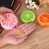 7 Day Weekly Pill Organizer Box, Portable Mini Rotary 3 Compartment Circular Fruit Style Case for Travel and Daily Use, One pack, color selected at random