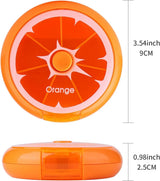 Portable Weekly Pill Organizer Box, 7 Day Rotary Circular Design, 3 Compartment Fruit Style for Travel, Orange - Front View