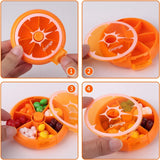 Portable Weekly Pill Organizer Box, 7 Day Rotary Circular Design, 3 Compartment Fruit Style for Travel, Orange - Side View