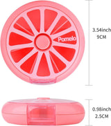 Portable Weekly Pill Organizer Box, 7 Day Rotary 3 Compartment Medicine Case for Travel and Daily Use, Pomelo Pink - Front View