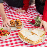 Gingham Plastic Tablecloths, Disposable Waterproof Rectangle Table Covers for Parties and Picnics, Red White, 54 x 108 Inch, 3 Pack