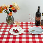 Gingham Plastic Tablecloths, Disposable Waterproof Rectangle Table Covers for Parties and Picnics, Red White, 54 x 108 Inch, 3 Pack