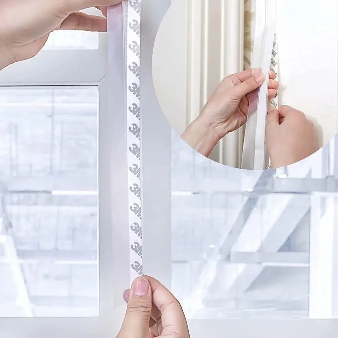 Silicone Weather Stripping Seal Strip, Self Adhesive Soundproof Draft Stopper for Doors and Windows, Clear 16.5 Ft 25mm, White