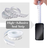 Silicone Weather Stripping Seal Strip, Self Adhesive Soundproof Draft Stopper for Doors and Windows, Clear 16.5 Ft 25mm, White - Rear View