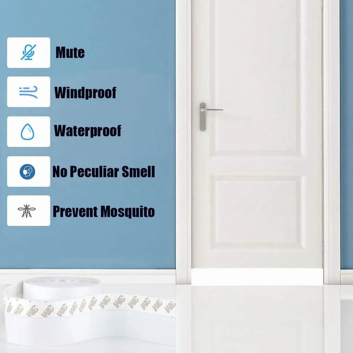 Silicone Weather Stripping Seal Strip, Self Adhesive Soundproof Draft Stopper for Doors and Windows, Clear 16.5 Ft 25mm, White