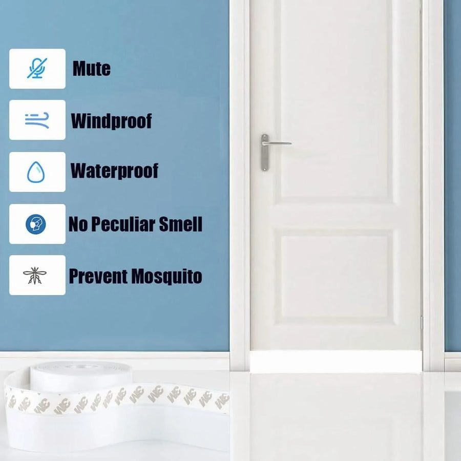 Silicone Weather Stripping Seal Strip, Self Adhesive Soundproof Draft Stopper for Doors and Windows, Clear 16.5 Ft 25mm, White