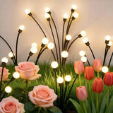 Solar Garden Lights 2 Pack, 16 LED Swaying Firefly Lights for Patio Pathway Courtyard Decoration, Big Bulb Waterproof