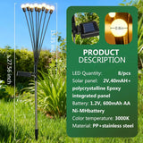 Solar Garden Lights 2 Pack, 16 LED Swaying Firefly Lights for Patio Pathway Courtyard Decoration, Big Bulb Waterproof - Side View