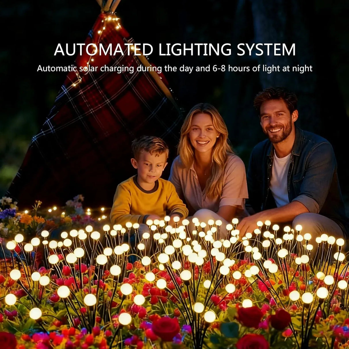 Solar Garden Lights 2 Pack, 16 LED Swaying Firefly Lights for Patio Pathway Courtyard Decoration, Big Bulb Waterproof