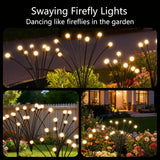 Solar Garden Lights 2 Pack, 16 LED Swaying Firefly Lights for Patio Pathway Courtyard Decoration, Big Bulb Waterproof - 45-Degree Angle