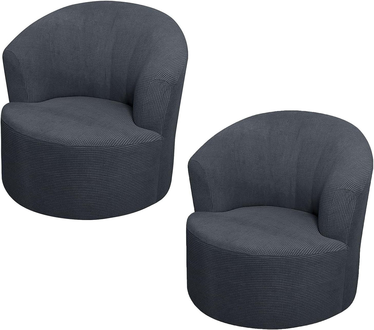 1 Pack Swivel Barrel Chair Slipcover, Stretch Soft Washable Round Club Chair Cover for Living Room, Dark Gray, Daily Comfort Use