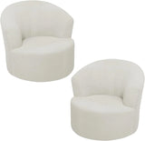 2 Pack Swivel Barrel Chair Slipcover Stretch Soft Washable Furniture Protector for Round Club Accent Chairs Living Room Ivory