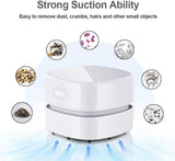 Mini vacuum cleaner, small vacuum cleaner, Mini cordless table vacuum, rechargeable, 360 Degree rotatable table vacuum, 7.9 x 7.9 x 6 cm, USB, White