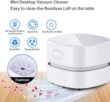 Mini vacuum cleaner, small vacuum cleaner, Mini cordless table vacuum, rechargeable, 360 Degree rotatable table vacuum, 7.9 x 7.9 x 6 cm, USB, White - Top-Down View