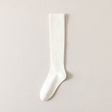 5 Pairs Women's Ribbed Knee High Socks, Solid Color Long Casual Socks for Autumn Winter Outfits, Boots and Daily Wear - Side View