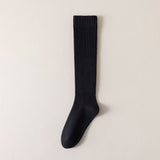 5 Pairs Women's Ribbed Knee High Socks, Solid Color Long Casual Socks for Autumn Winter Outfits, Boots and Daily Wear
