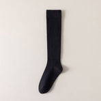 5 Pairs Women's Ribbed Knee High Socks, Solid Color Long Casual Socks for Autumn Winter Outfits, Boots and Daily Wear