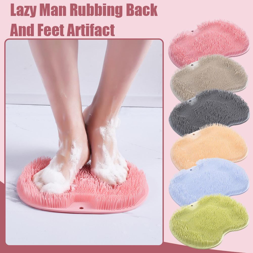 Shower Foot Massager Scrubber, Silicone Bath Massage Cushion Brush Anti-Slip for Lazy Wash Feet, Improves Foot Circulation Blue