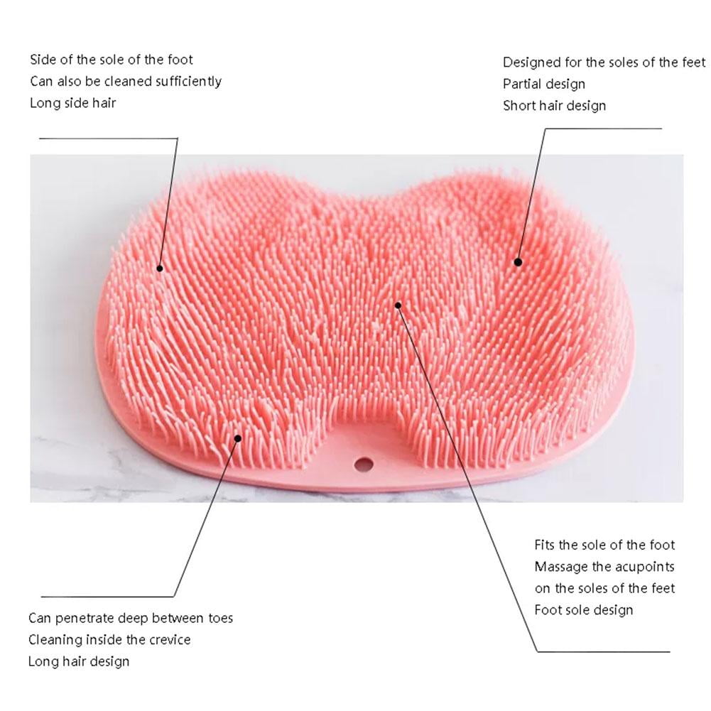 Shower Foot Massager Scrubber, Silicone Bath Massage Cushion Brush Anti-Slip for Lazy Wash Feet, Improves Foot Circulation pink