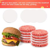 3 in 1 Burger Press Patty Maker,Plutput Hamburger Patty Maker Stuffed Burgers Press with 100p Burger Paper for BBQ Non-Stick Sliders Beef Burger Press (Black)