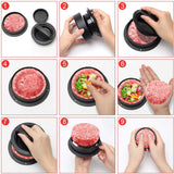 3 in 1 Burger Press Patty Maker,Plutput Hamburger Patty Maker Stuffed Burgers Press with 100p Burger Paper for BBQ Non-Stick Sliders Beef Burger Press (Black)
