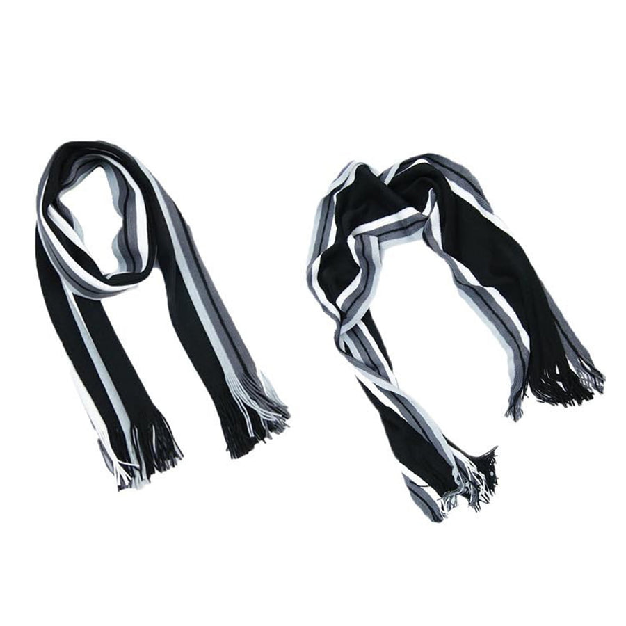 Men's Winter Scarf - Classic Striped Tassel Edge Soft Warm Scarf, Woolen Yarn Knitted Scarf Coffee