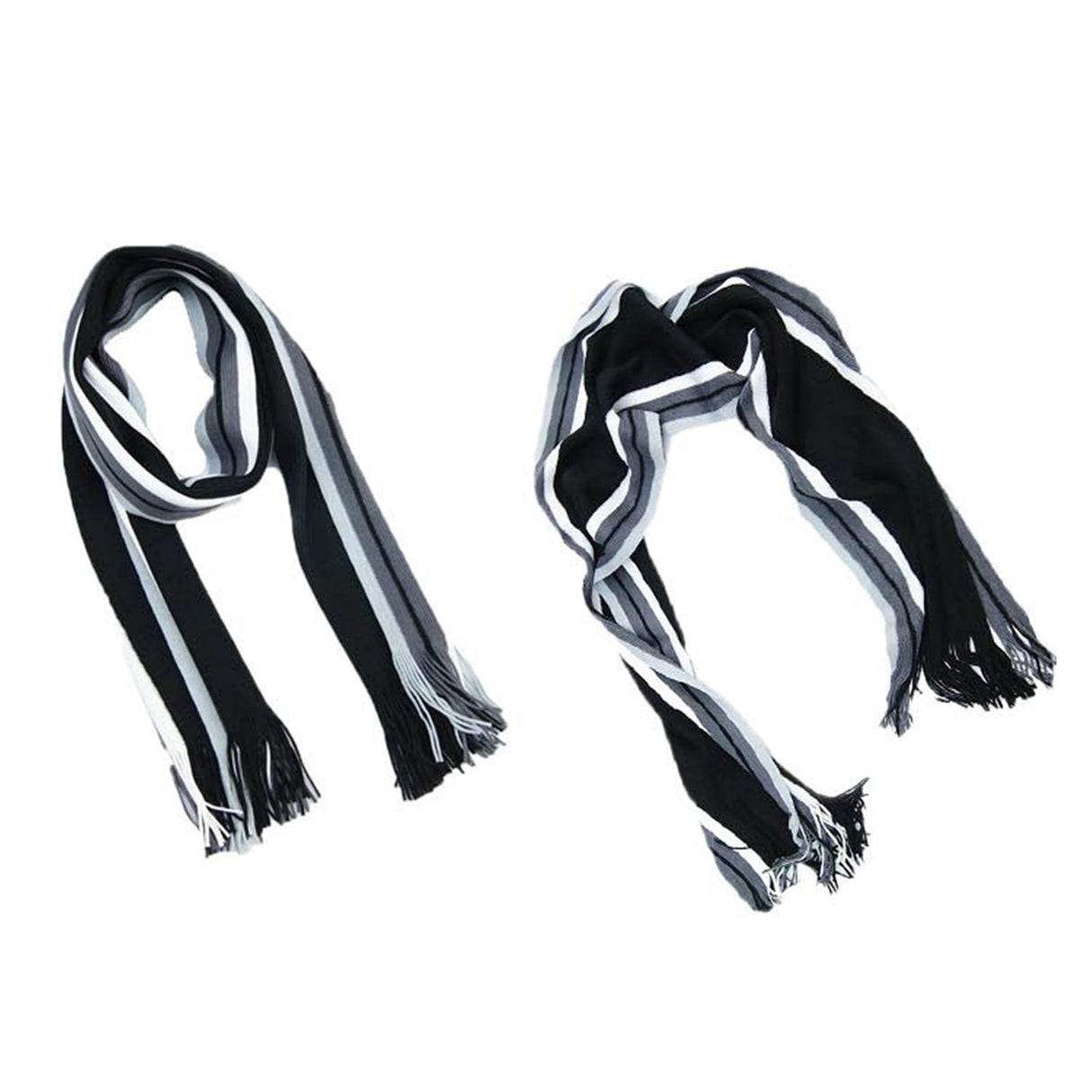 Men's Winter Scarf - Classic Striped Tassel Edge Soft Warm Scarf, Woolen Yarn Knitted Scarf Navy Blue