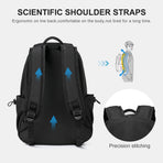 Unisex Lightweight Water-Resistant Backpack Black