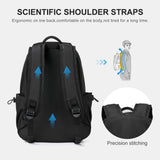 Unisex Lightweight Water-Resistant Backpack Black - 45-Degree Angle