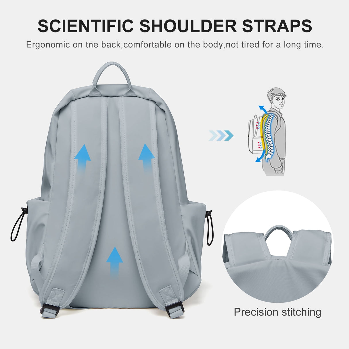 Unisex Lightweight Water-Resistant Backpack, Black Blue