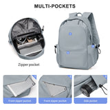 Unisex Lightweight Water-Resistant Backpack, Black Blue - Close-Up Angle